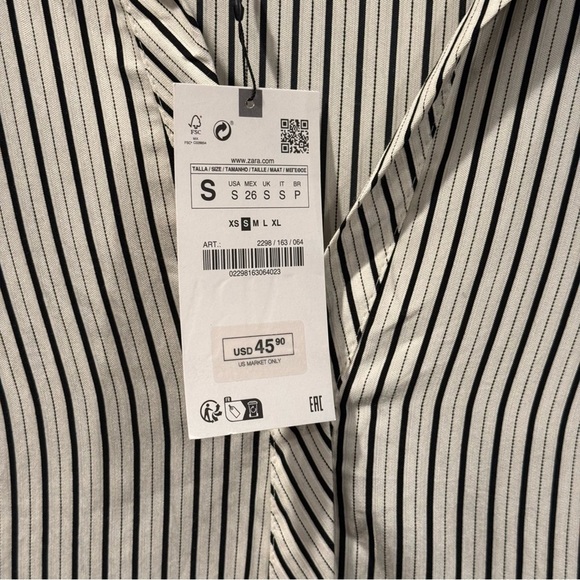 Zara Black and White Striped Blouse - Picture 4 of 4